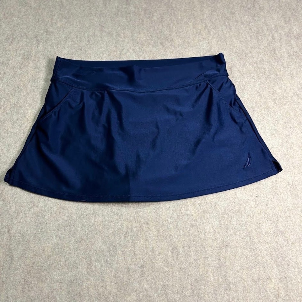 Nautica Swim Skort Womens XL Navy Blue Polyester Spandex Sporty Beach Classic